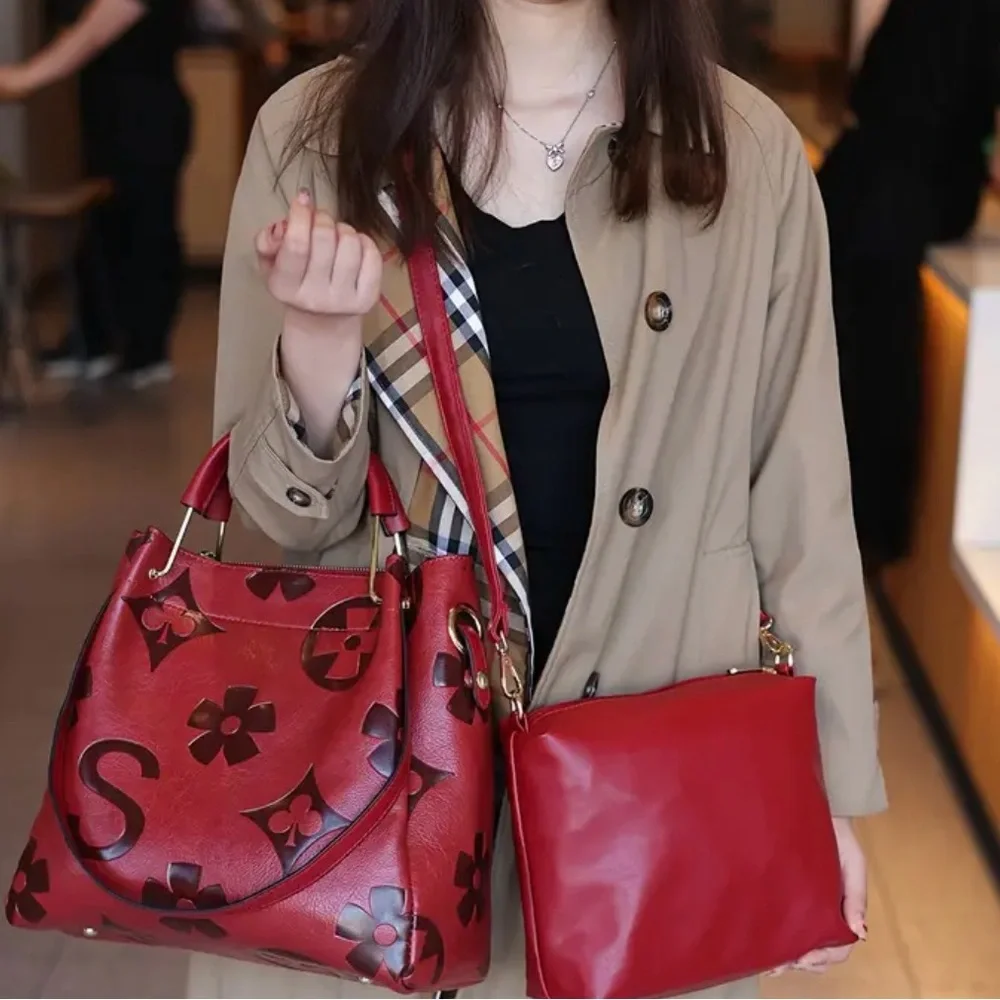 NEW Designer Luxury Red Leather Purse Embossed Nanogram Crossbody Viral Tiktok